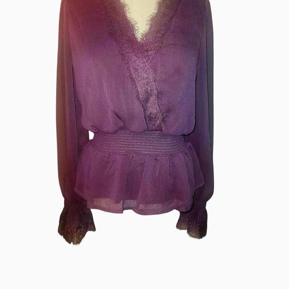 Lace-Trim Bell-Sleeve Peasant Top, Medium (Juniors) - Picture 2 of 4